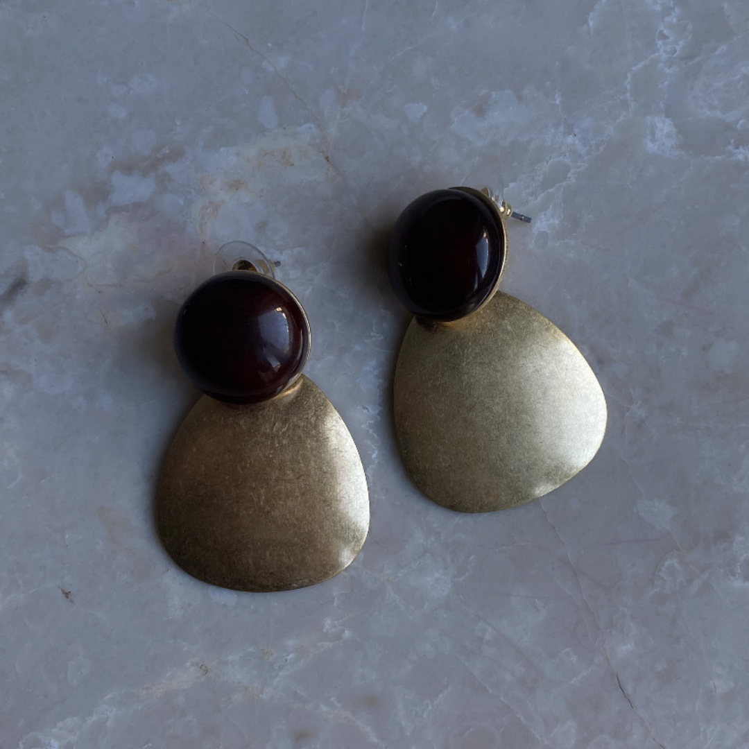 Kahve Mat Gold Küpe