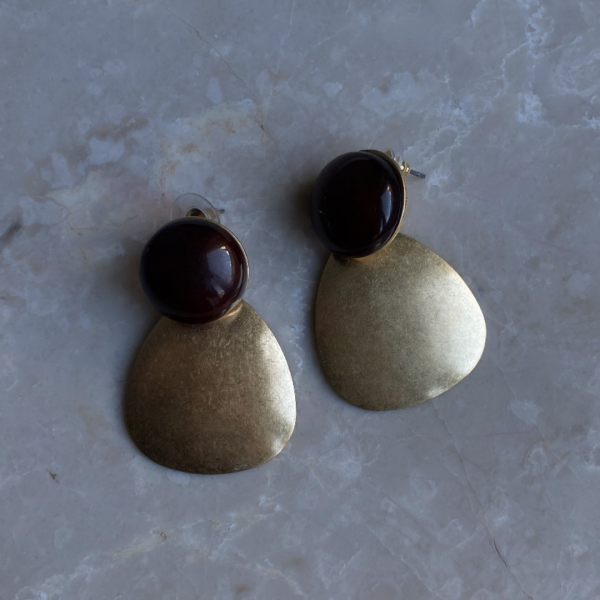 Kahve Mat Gold Küpe