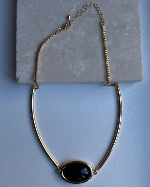 Altın Kaplama Siyah Kolye