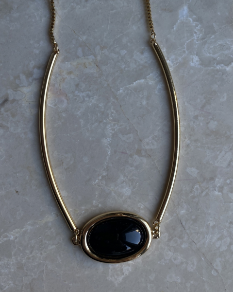 Altın Kaplama Siyah Kolye