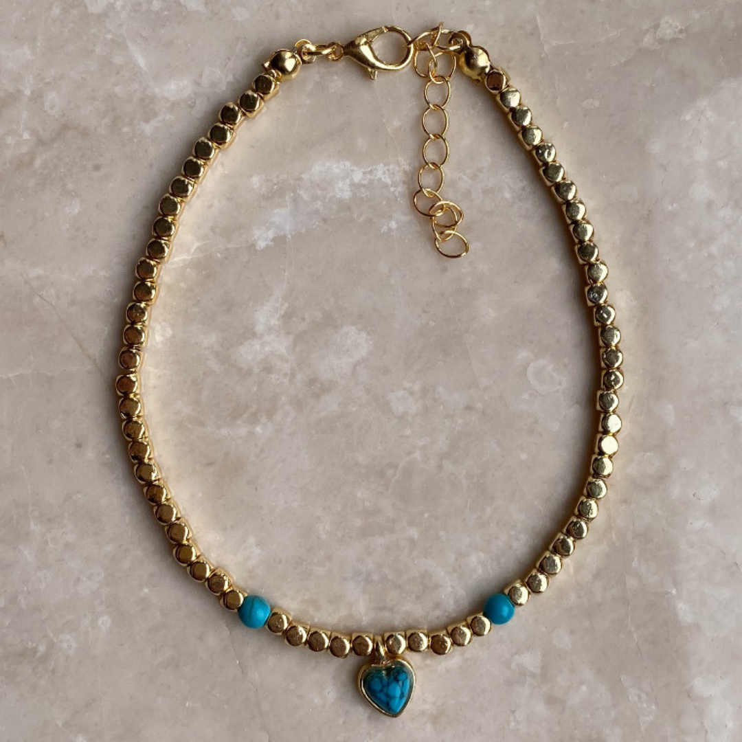 Küp Boncuklu Kalp Halhal