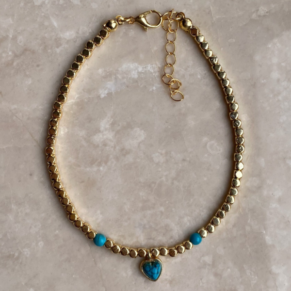 Küp Boncuklu Kalp Halhal