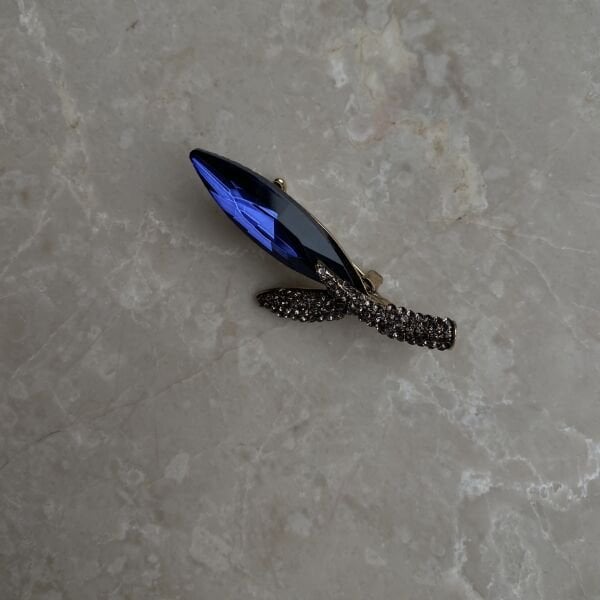 Mavi Taşlı Yaprak Broş