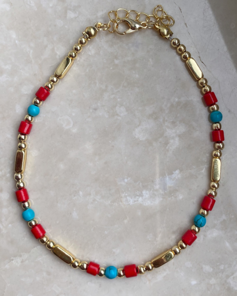 Kırmızı Boncuk Detaylı Halhal