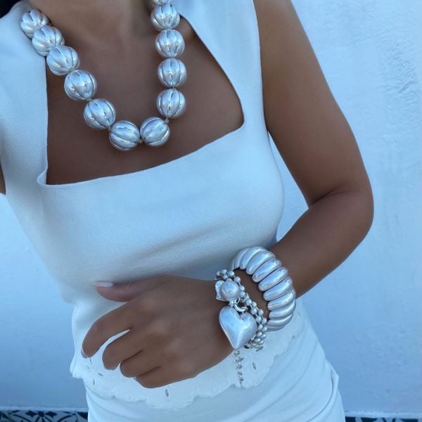 Altın Kaplama Top Kolye- Silver
