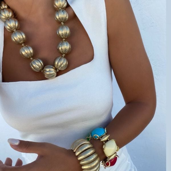 Altın Kaplama Oval Çizgi Bileklik