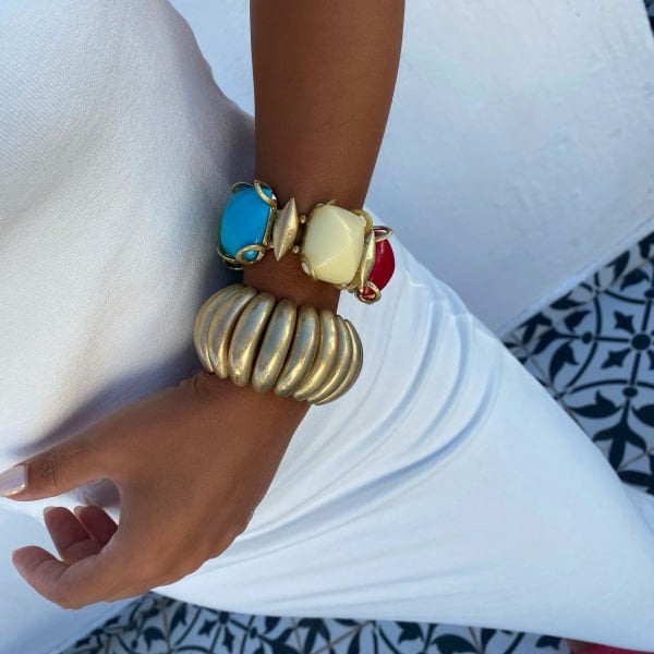 Altın Kaplama Oval Çizgi Bileklik