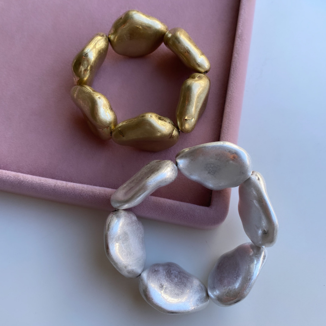 Altın Kaplama Oval Asimetrik Bileklik