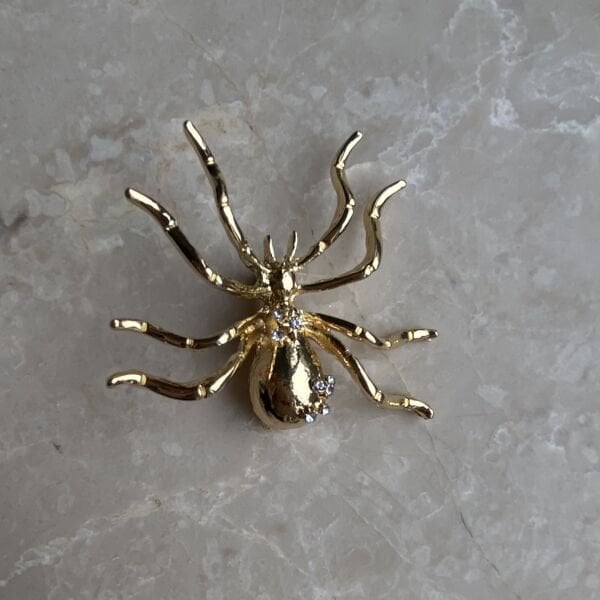 Gold Taşlı Örümcek Broş