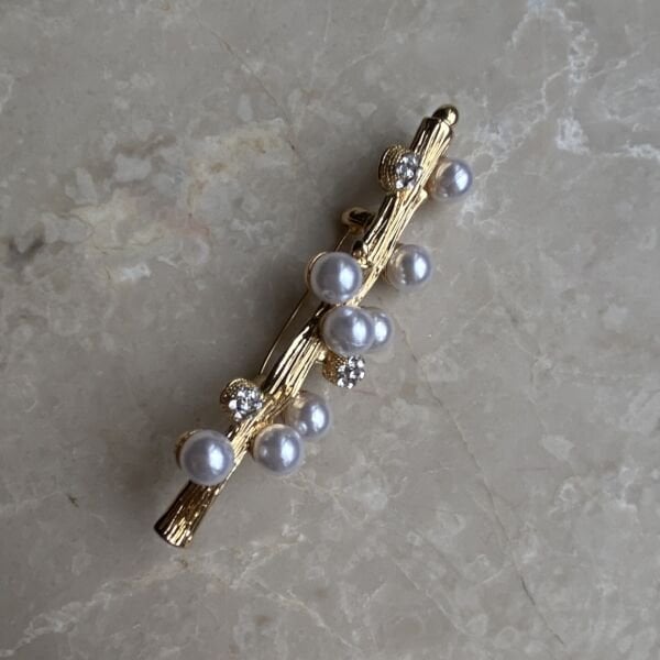 İncili Dallı Gold Broş