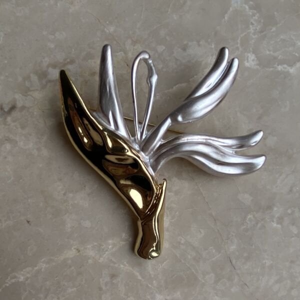 Gold Silver Çiçek Broş