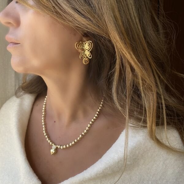 Harfli Fusün Kelebek Küpe