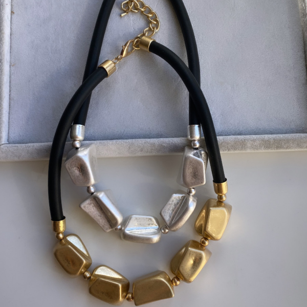 Altın Kaplama Asimetrik Taş Görünümlü Kolye