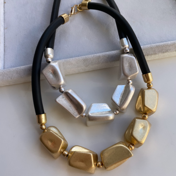 Altın Kaplama Asimetrik Taş Görünümlü Kolye