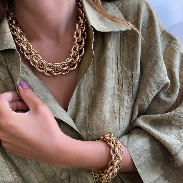 Altın Kaplama Halka Zincir Kolye