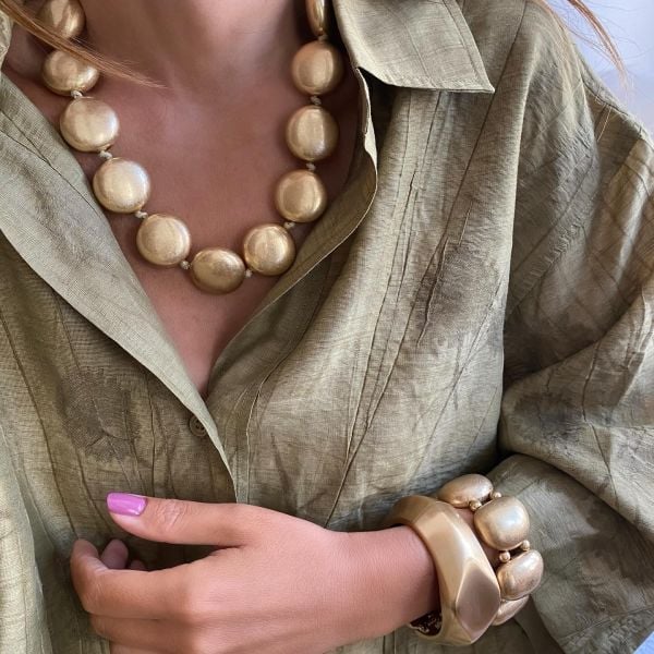 Altın Kaplama Yuvarlak Detaylı Kolye