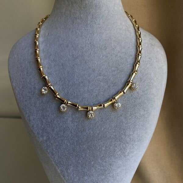 Beş Taşlı Gold Kolye