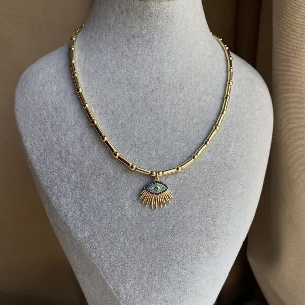 Laci Taşlı Göz Kolye