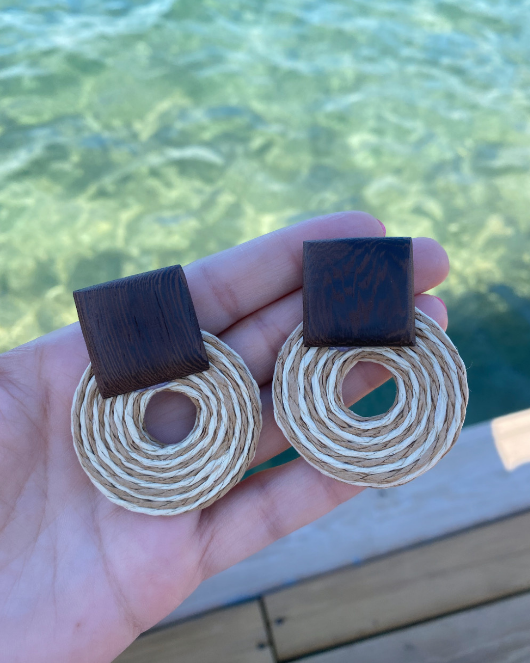 Ahşap Halka Hasır Küpe