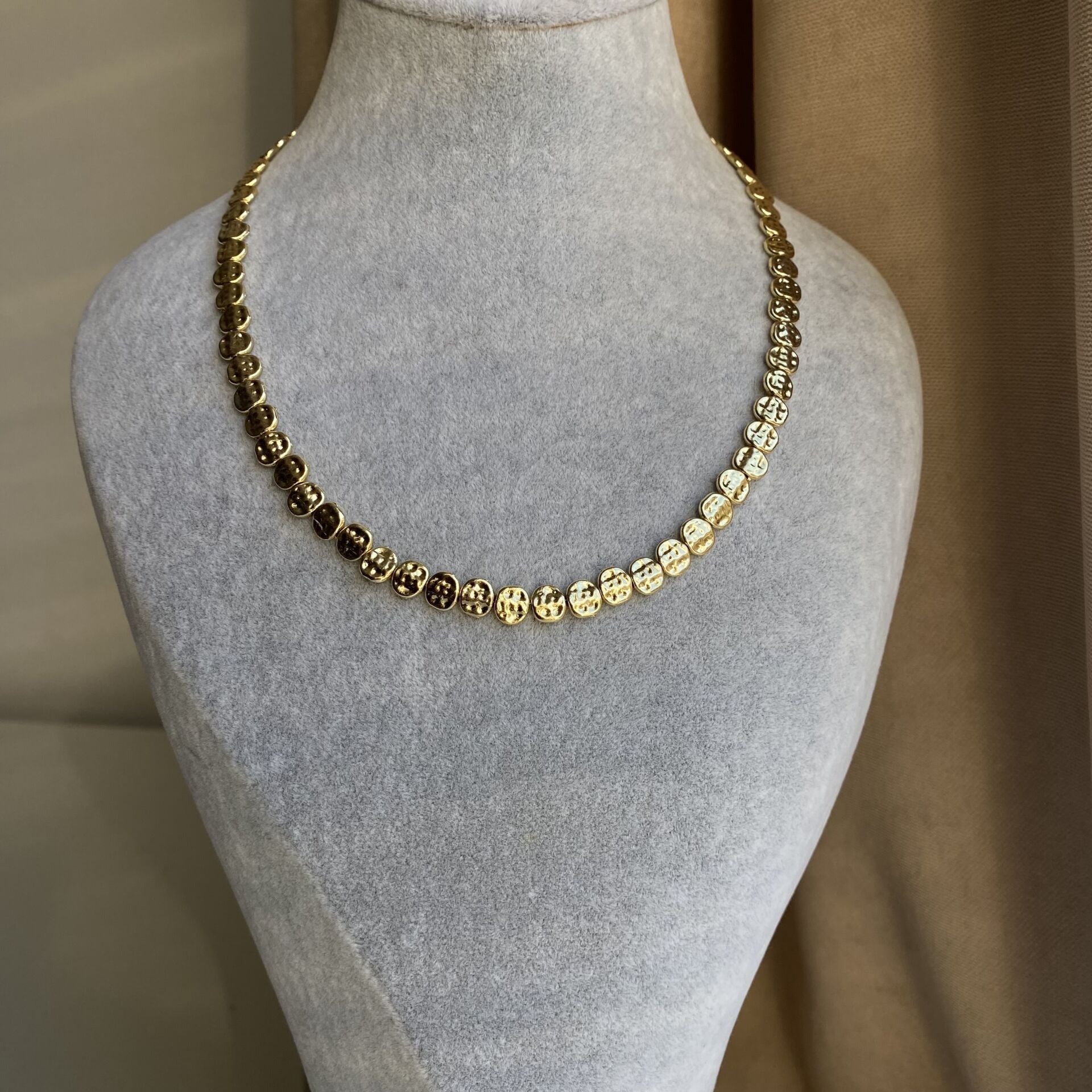 Altın Kaplama Gold Ezme Pul Kolye