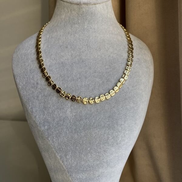 Altın Kaplama Gold Ezme Pul Kolye