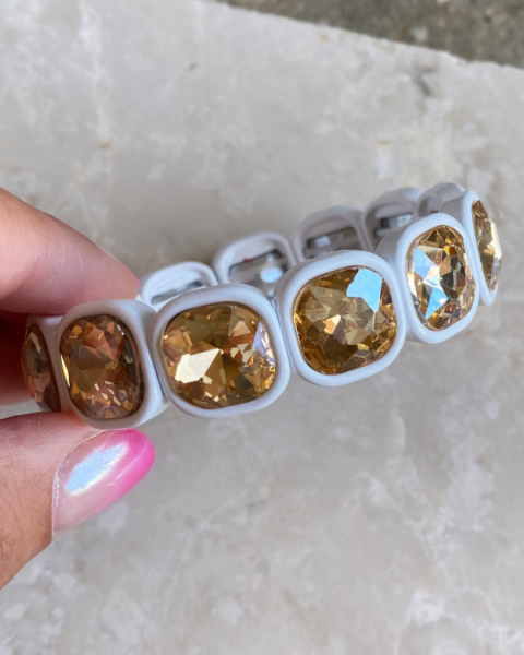 Marka Model Seramik Kaplama Taşlı Beyaz Lastikli Bileklik