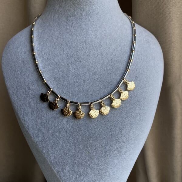 Gold Silver Sallantılı Pul Kolye