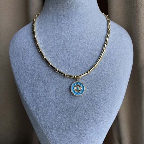 Mavi Taşlı Göz Kolye