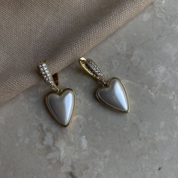 Özel Seri Sedefli Kalp Küpe