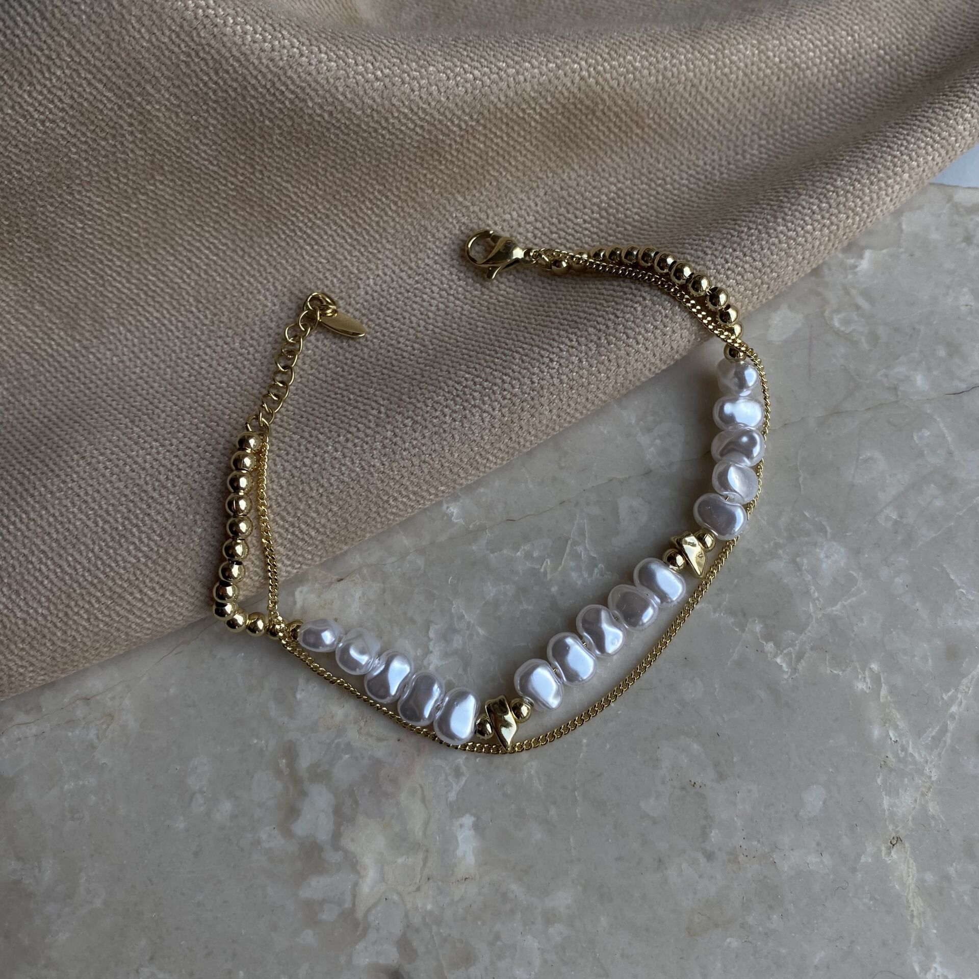 Özel Seri İkili İncili Bileklik