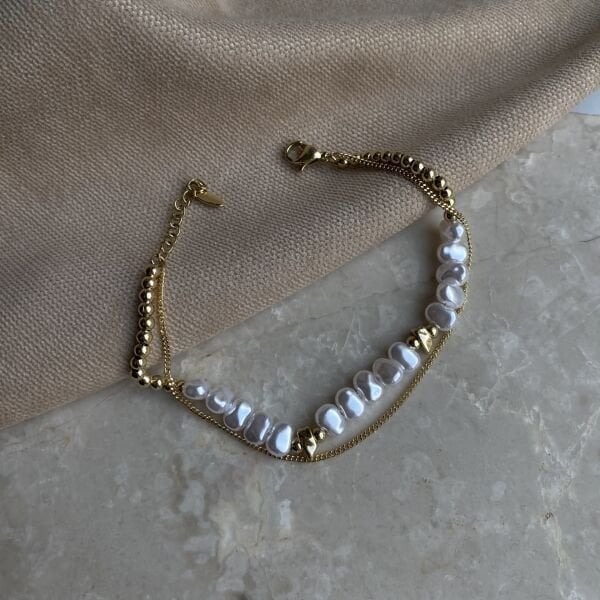 Özel Seri İkili İncili Bileklik