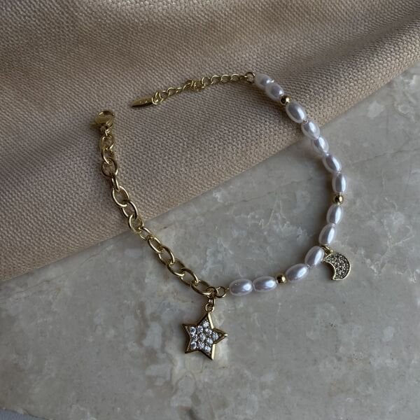 Özel Seri Taşlı Ay Yıldız Bileklik