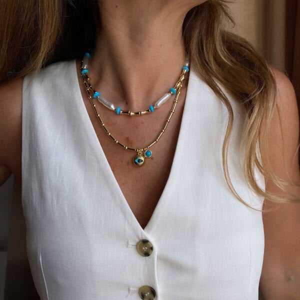 Gold Göz Detaylı Kolye