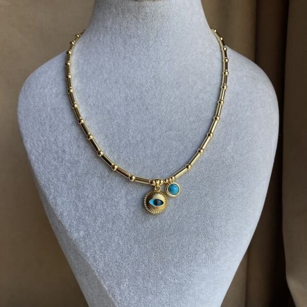 Gold Göz Detaylı Kolye