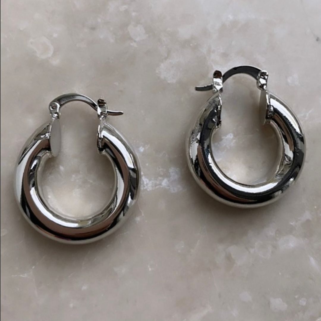 Çelik Boru Halka Küpe-Silver 2.5 cm