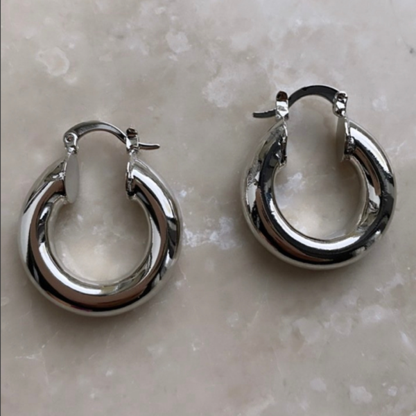 Çelik Boru Halka Küpe-Silver 2.5 cm