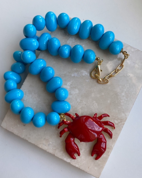 Mavi Boncuklu Yengeç Kolye