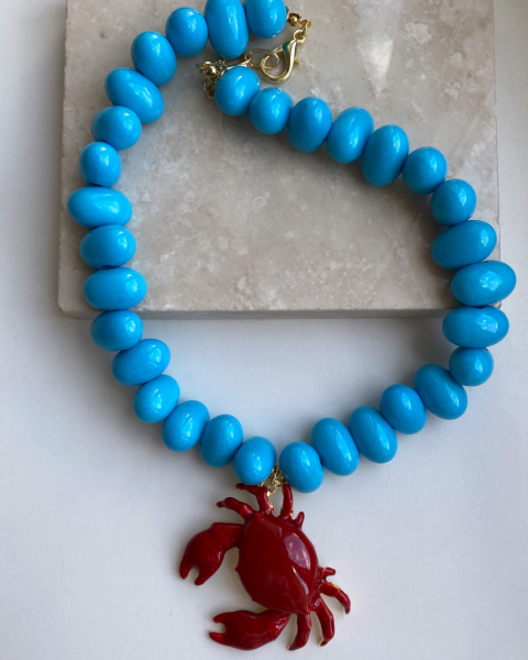 Mavi Boncuklu Yengeç Kolye