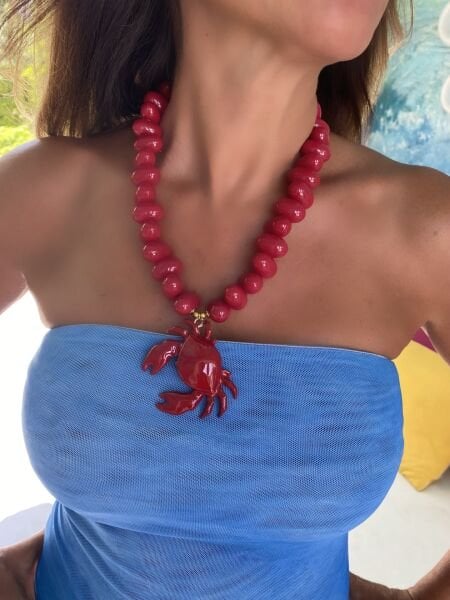 Yengeç Kolye -Bordo