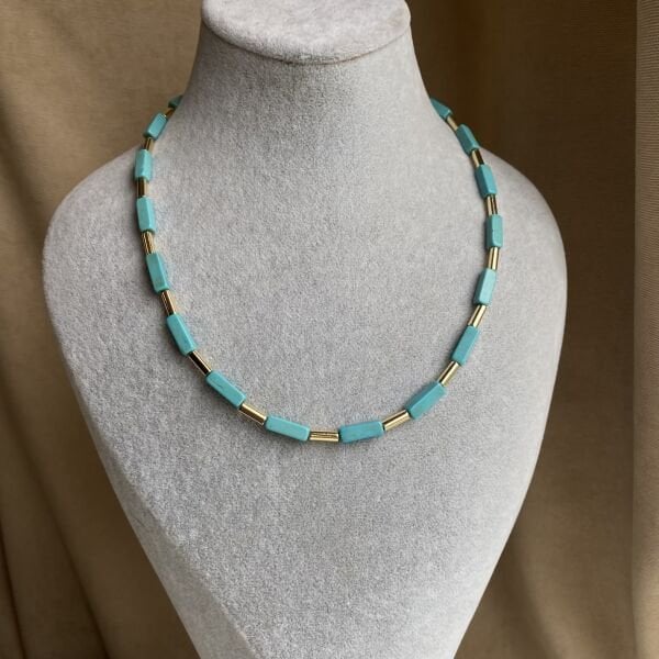 Turkuaz Doğal Taşlı Kolye