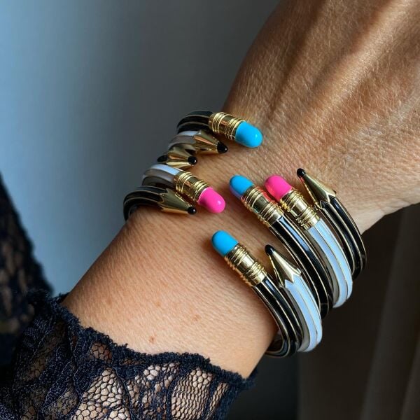 Tasarım Beyaz Kalem Kelepçe Bileklik