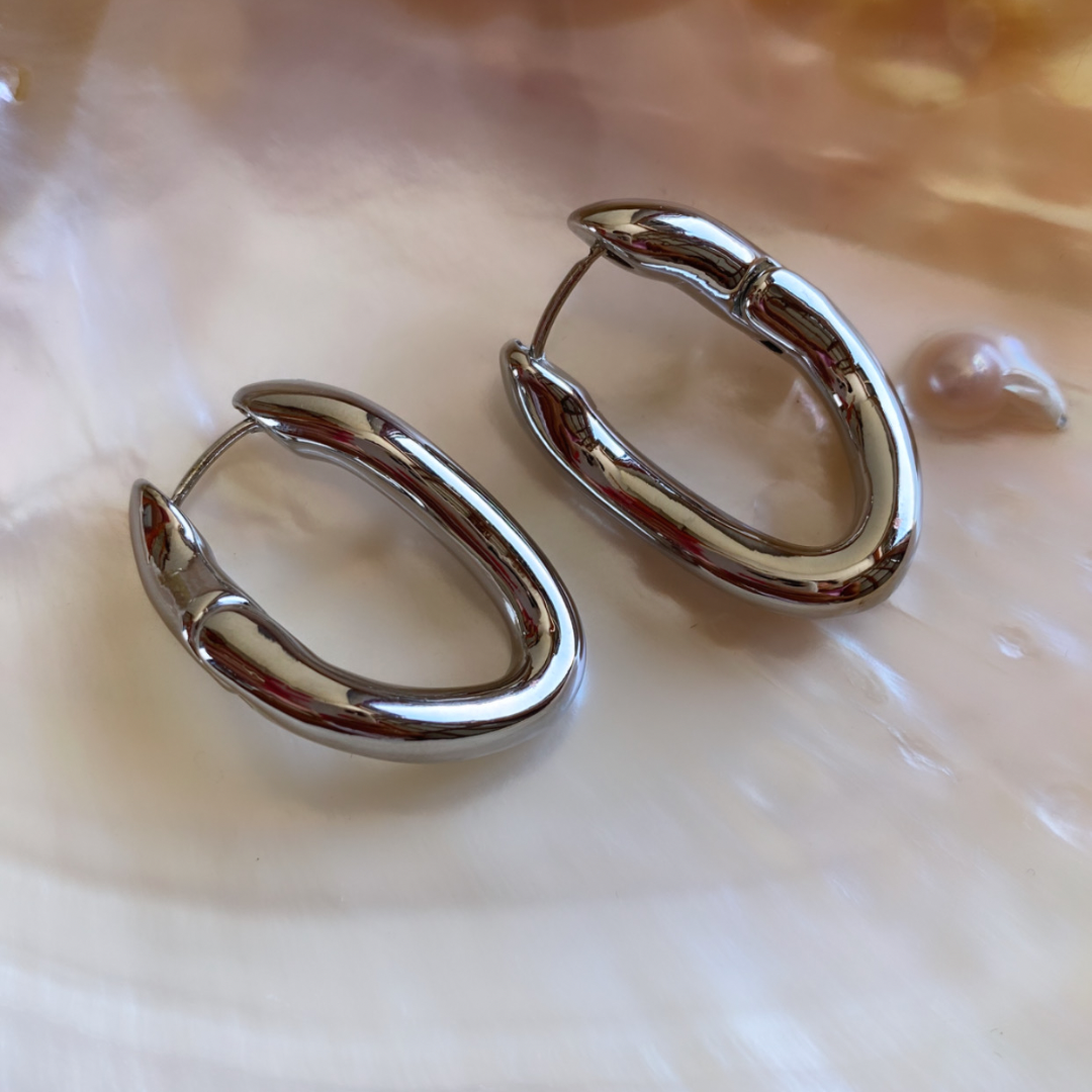 İthal Marka 14K Altın Kaplama Asimetrik Küpe- Gümüş