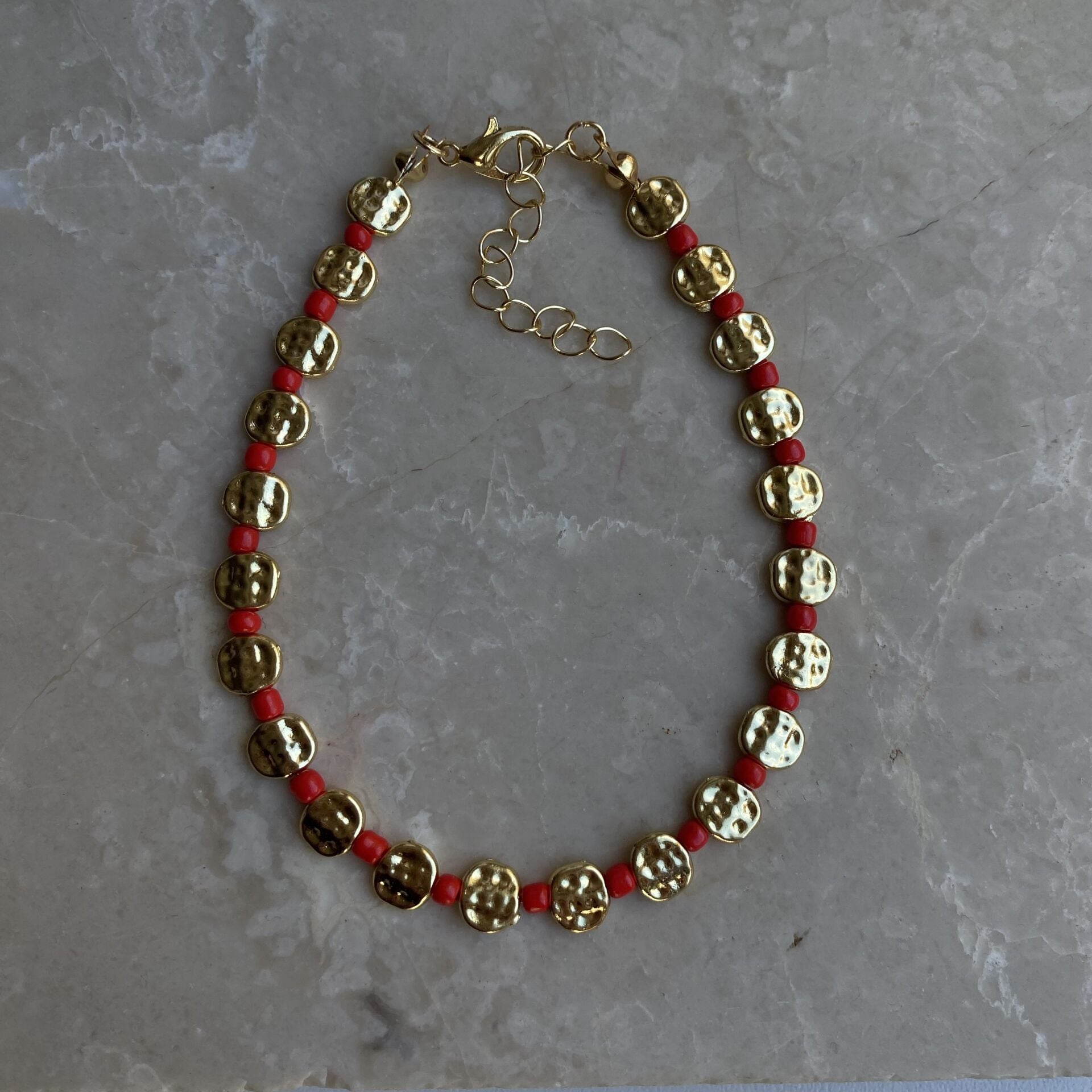 Pembe Boncuklu Gold Ezme Halhal