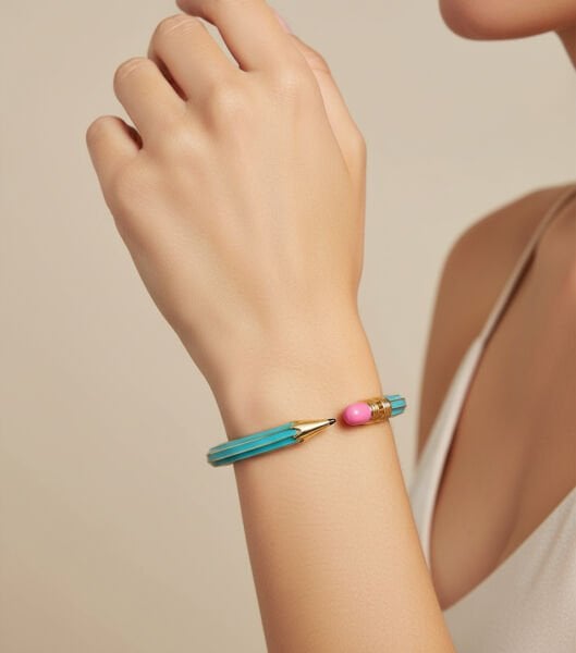 Tasarım Mavi Kalem Kelepeç Bileklik