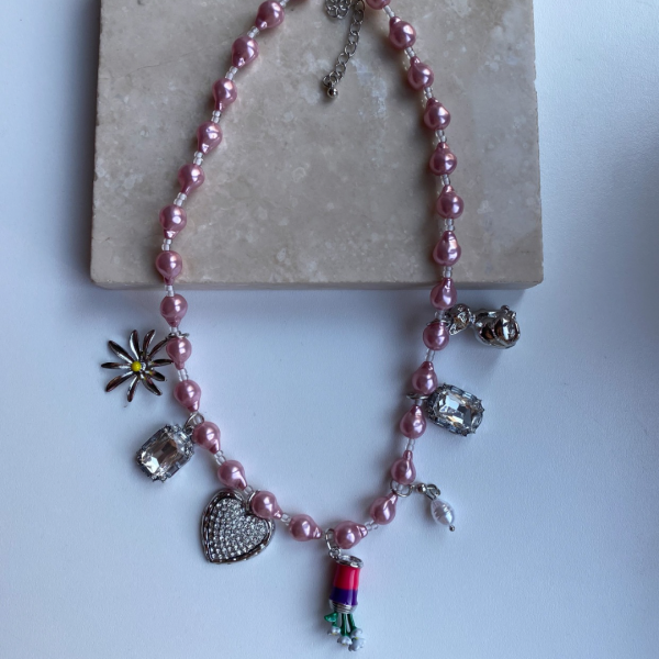 Pembe İnci Charm Kolye