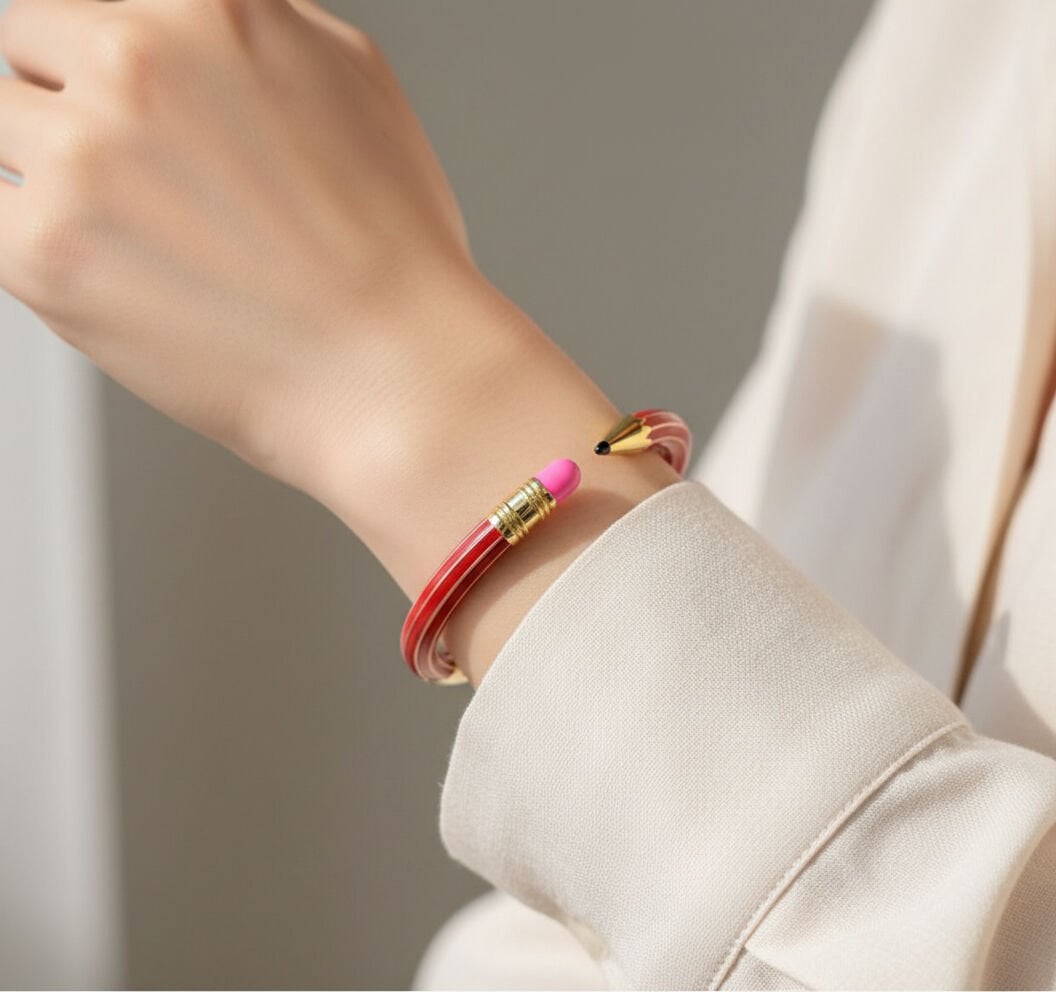 Tasarım Kırmızı Kalem Kelepçe Bileklik