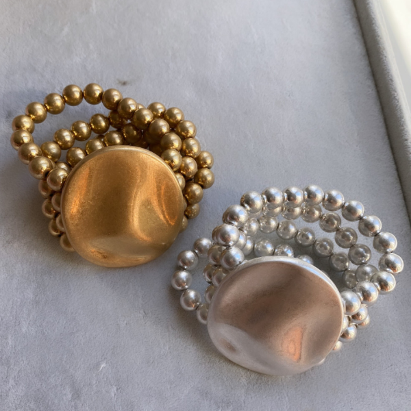 Altın Kaplama Yuvarlak Detaylı Boncuk Bileklik