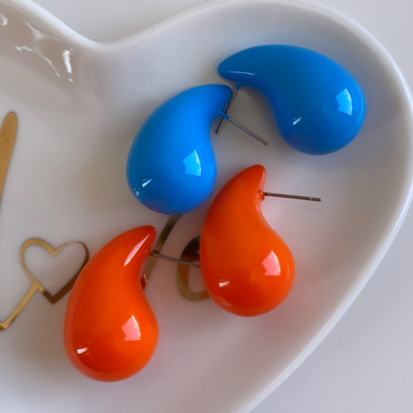 İthal Renkli Marka Model Damla Küpe-3,5 cm