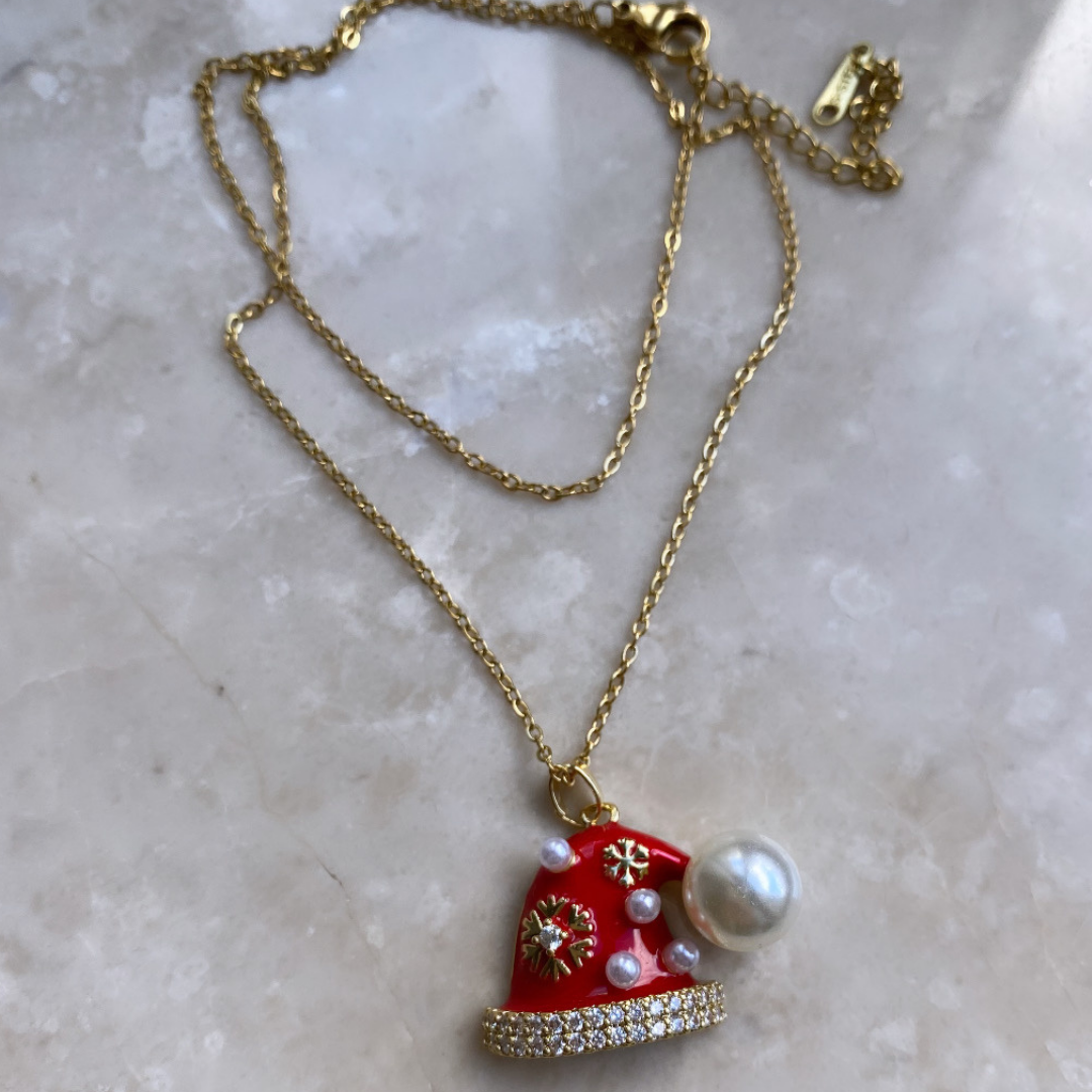 Çelik Yeni Yıl İncili Şapka Kolye