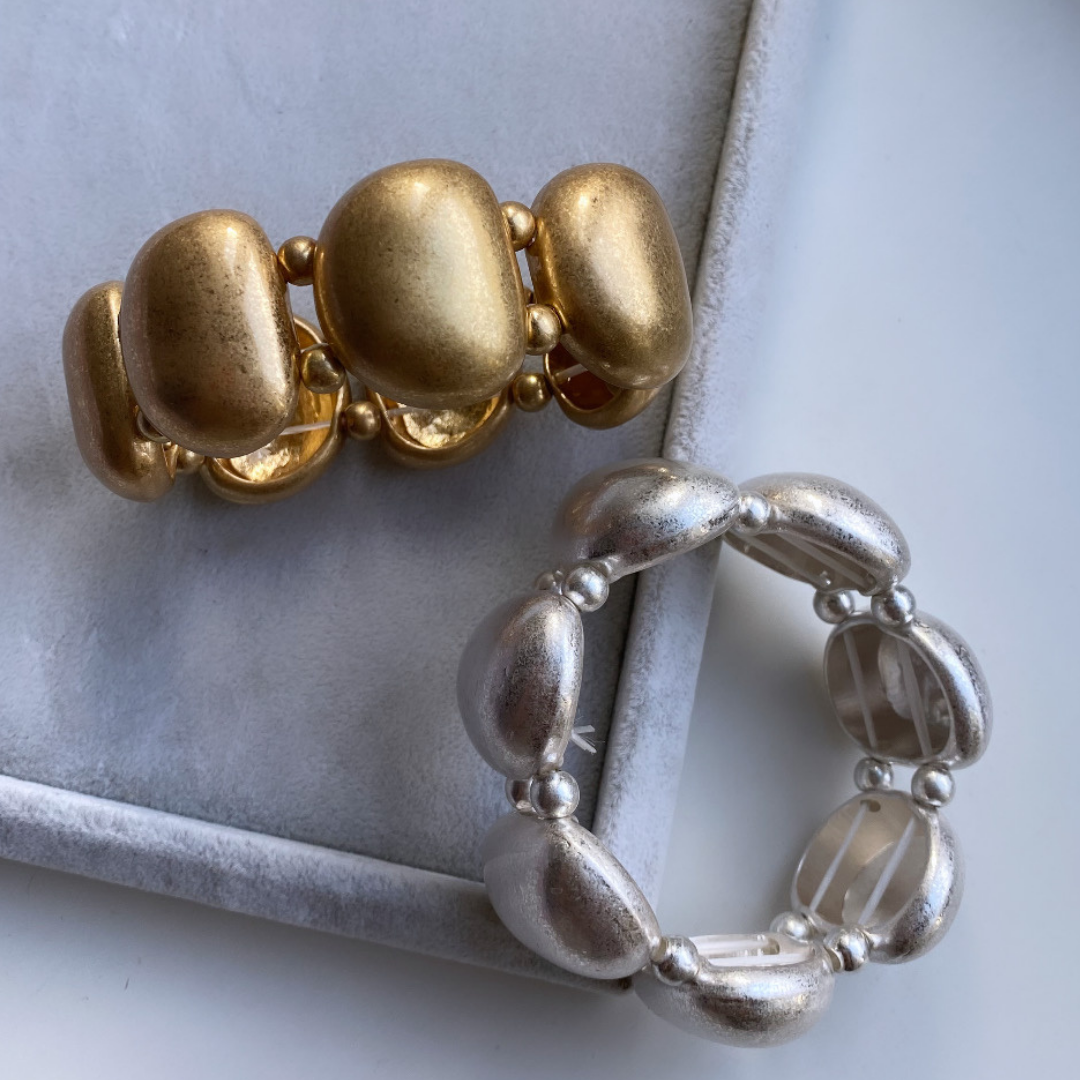 Altın Kaplama Oval Esnek Bileklik